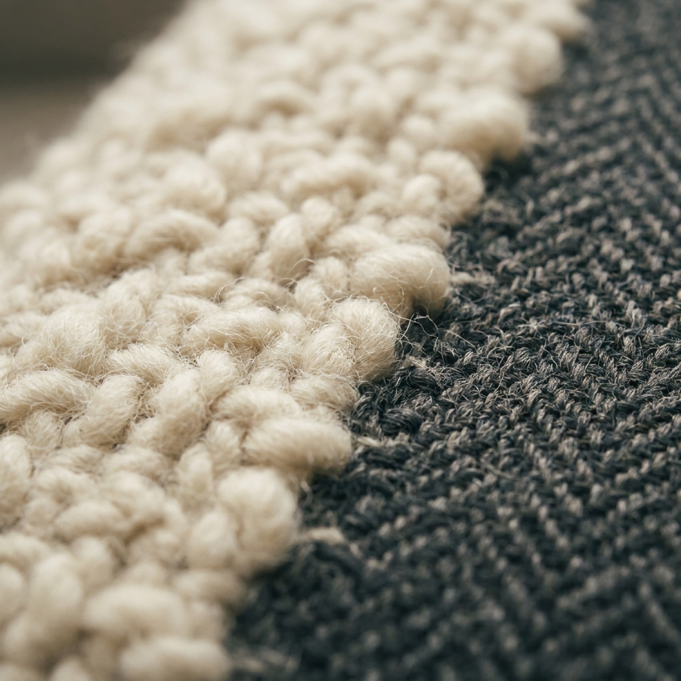 Close detail of ivory wool weave