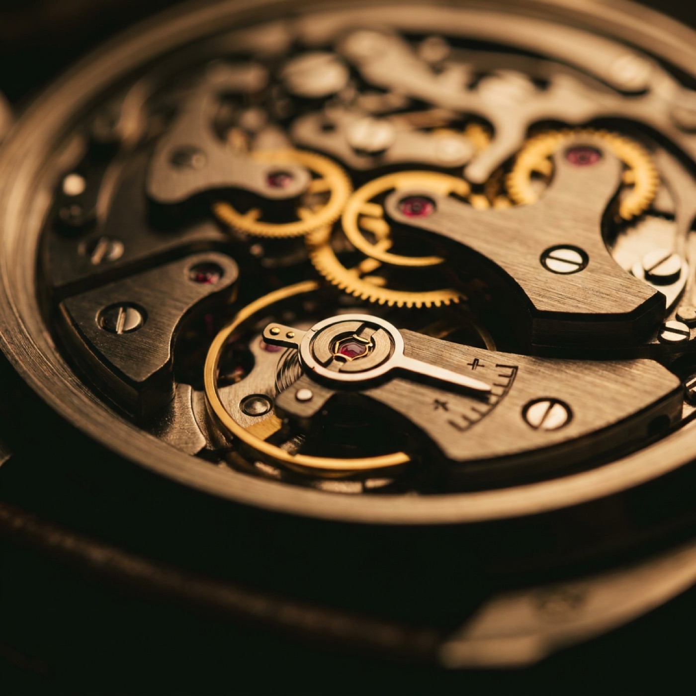 The STRATA in-house movement, brass bridges and blued screws