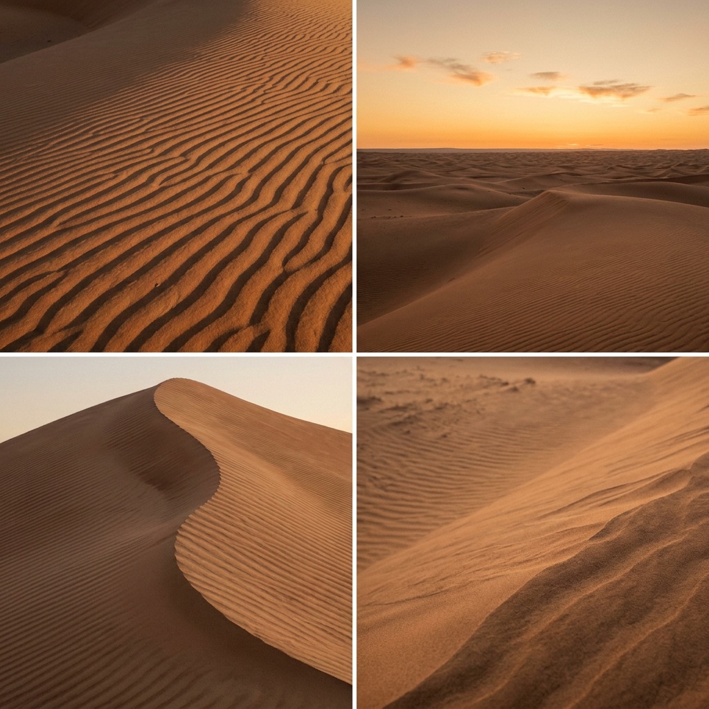 Rippled dunes glowing amber under a late-afternoon sun