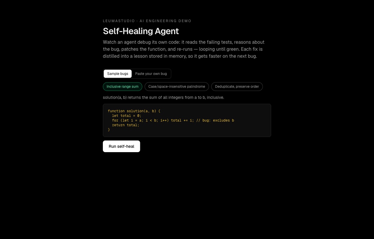Self-Healing Agent — fixes its own code