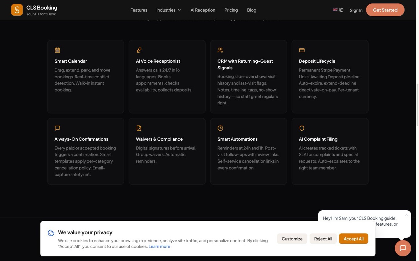 CLS Booking — how the AI front desk works
