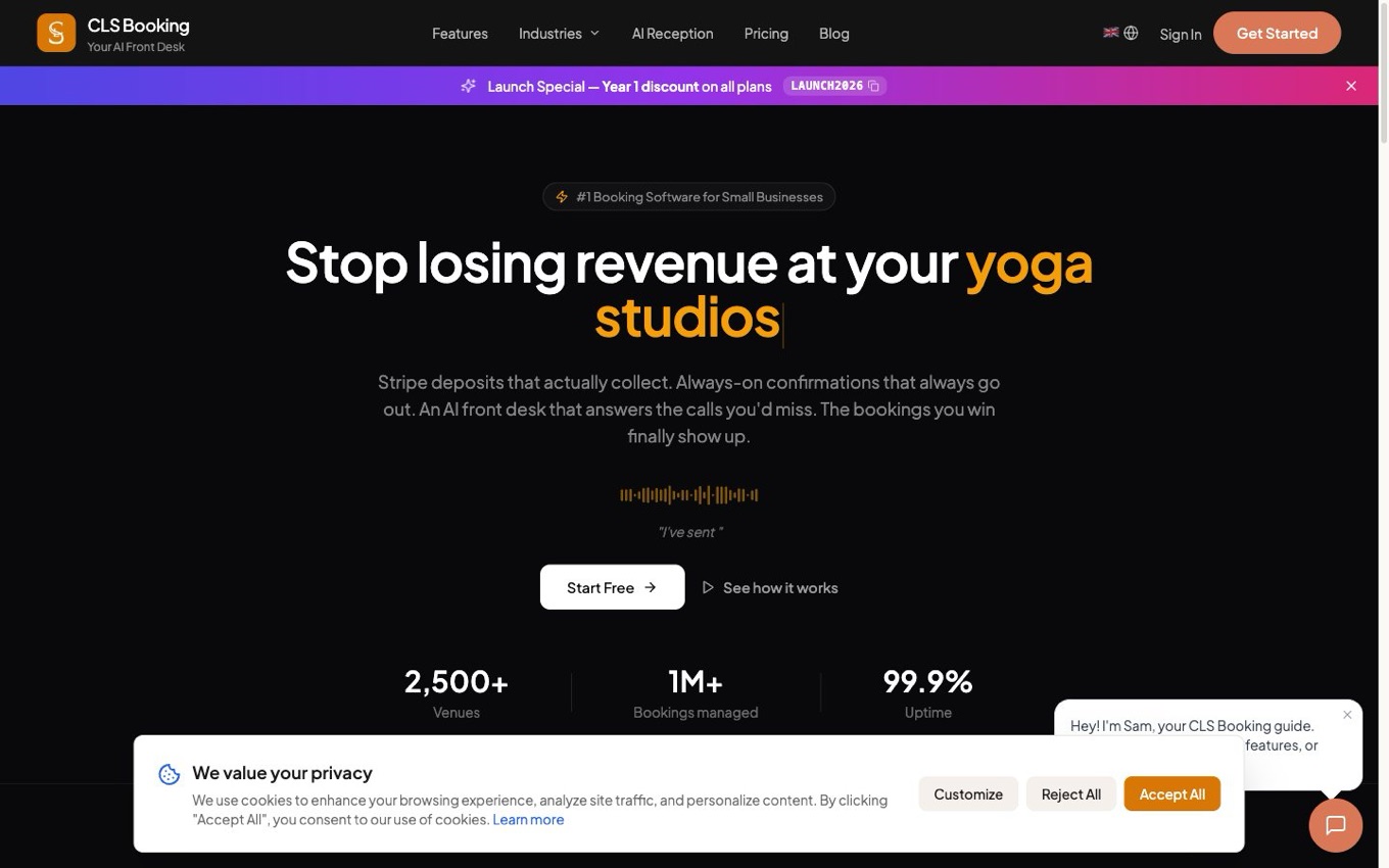 CLS Booking homepage