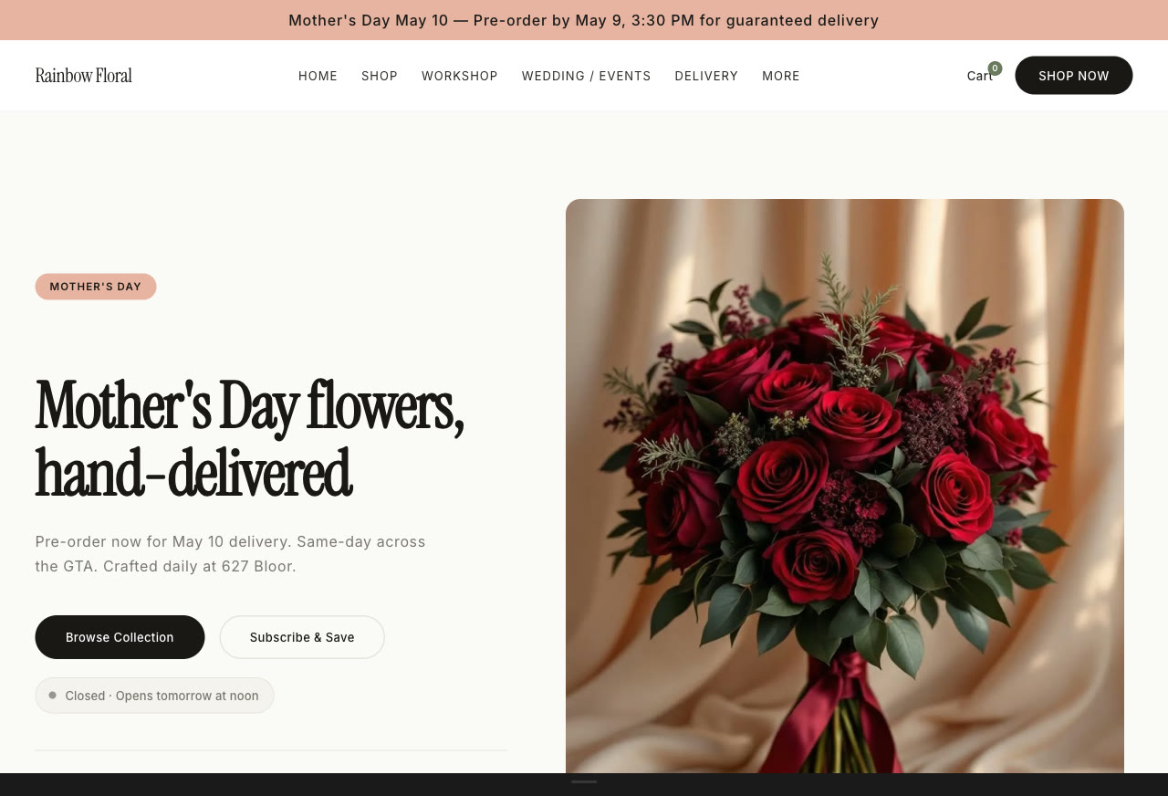 Rainbow Floral storefront — Always Fresh and Unique Bouquets